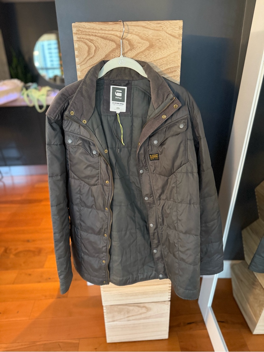 G-Star Men's Quilted Puffer Jacket in Dark Brown